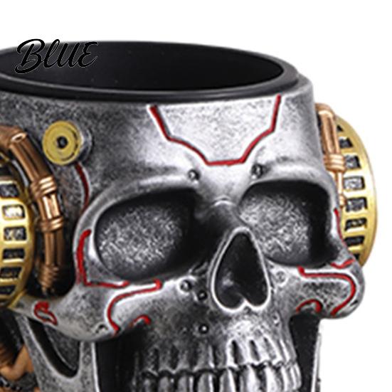 Skull Shaped Desk Accessory Pen Holder, Spooky Resin Makeup Brush Holder Multi-functional Desktop Organizer for Home Office, Halloween Decor