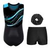 Girls Liturgical Dance Outfit Sleeveless Color Block Metallic Patchwork Dress with Wide Leg Pants