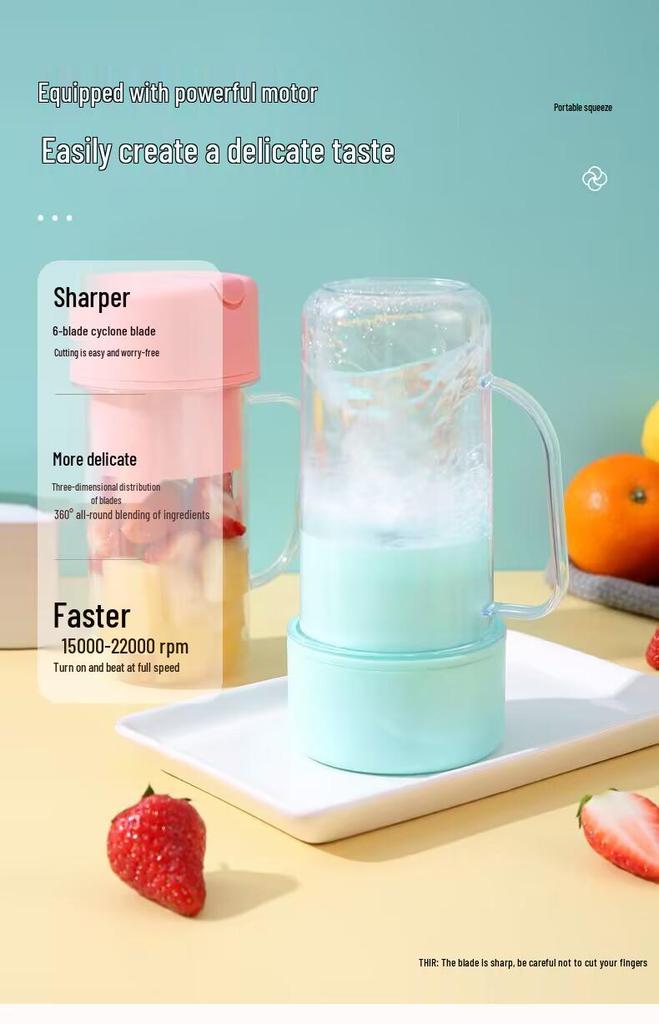 USB Rechargeable Portable Juicer Cup with Six-Leaf Blade for Travel & Outdoor Use