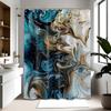 Teal and Gray Marble Shower Curtain Abstract Turquoise Gold Shower Curta for Bathroom Decor, Waterproof Cloth Fabric with Hooks 70 X 72 Inch