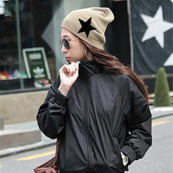 Čepice se vzorem hvězdy z teplé vlněné příze, unisex módní pletená čepice na zimu