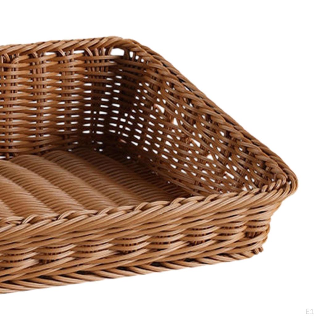 Bread Basket Fruit Storage Meal Imitation Rattan Serving Tray for Living