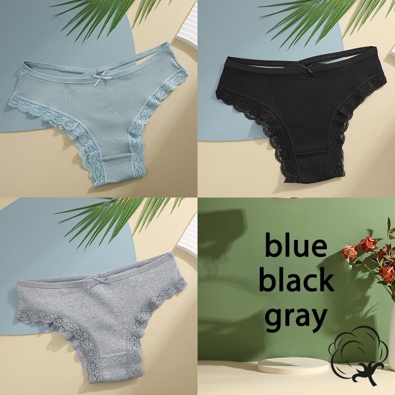 FINETOO 3PCS/Set Cotton Briefs Women Mid Waist Panties Sexy Underwear Ladies Lingere Straps Bow Panties Underware Comfortable Womens