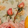 Blumen-Vogel-Duschvorhang - Lebendiger Gelber Vogel & Rosa Rosen, 71x71 Zoll Polyester, Handwäsche, Stilvolle Sommer-Badezimmerdekoration
