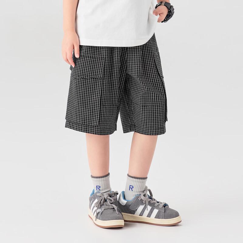 Boy's Plaid Loose-Fit Cotton Cargo Shorts