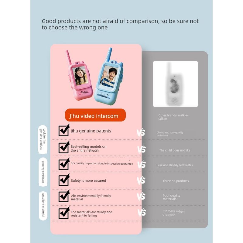 A Pair of Children's Walkie-Talkies with Video Calling, Parent-Child Phone, Mini Couple Phone, Small Home-Use Outdoor Wireless