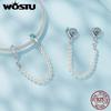 WOSTU Ocean Jewelry 925 Silver Sea Turtle Starfish Pearl Silicone Safety Chain Charm Pearl Chain Beads Fit DIY Bracelet