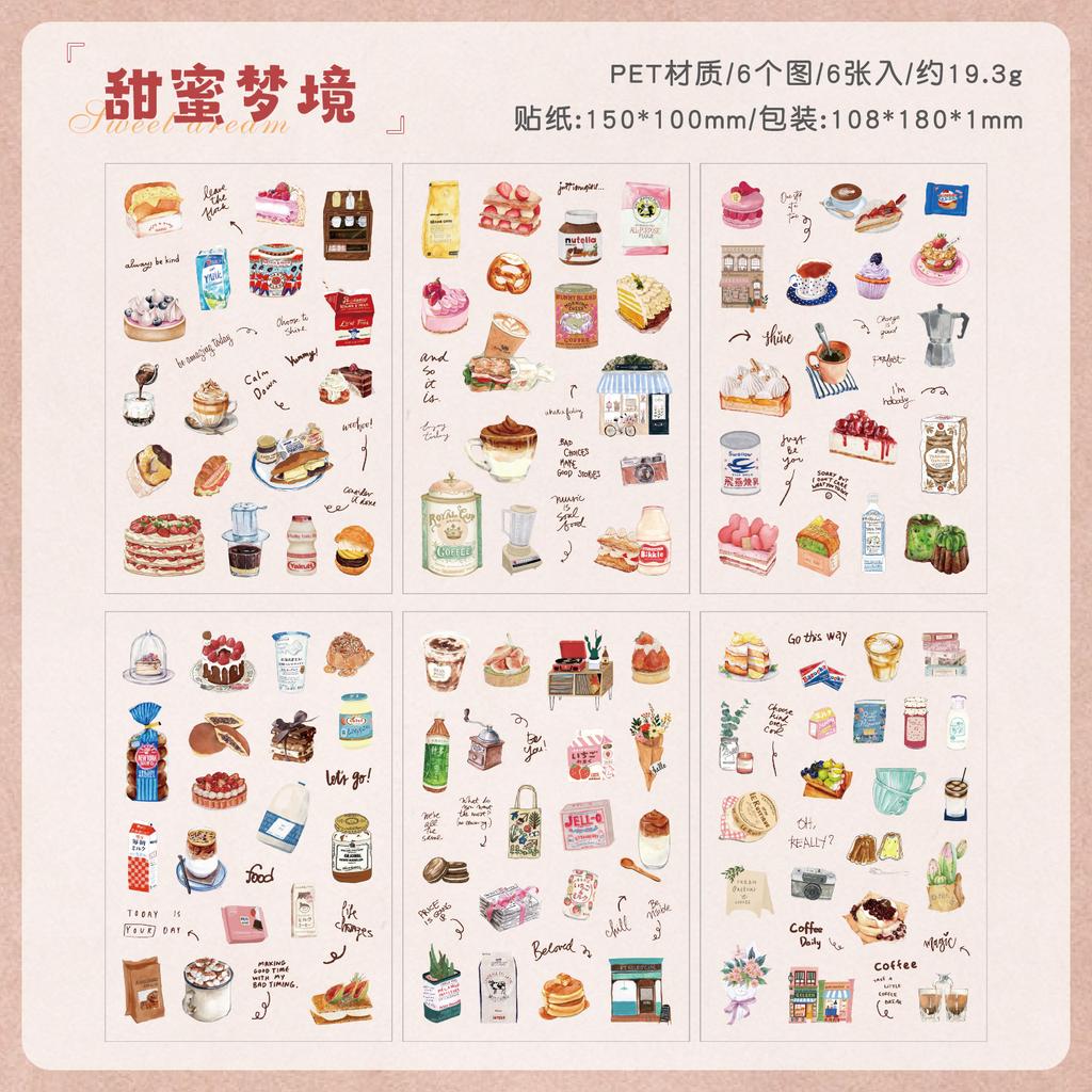 6 pcs Kawaii Cartoon Stickers pack Adhesive DIY Scrapbooking Diary Album Scrapbooking Material Craft Supplies