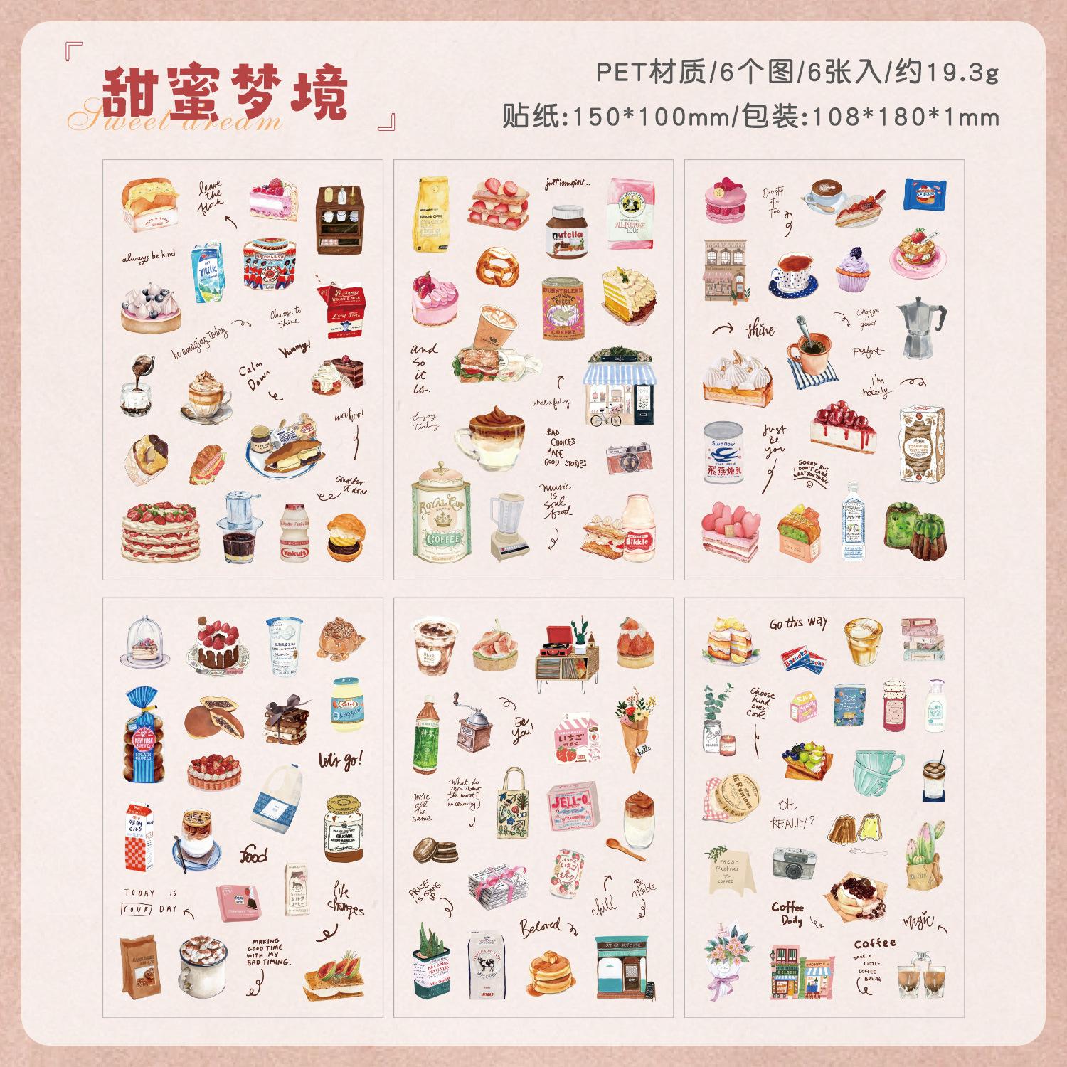 

6 pcs Kawaii Cartoon Stickers pack Adhesive DIY Scrapbooking Diary Album Scrapbooking Material Craft Supplies