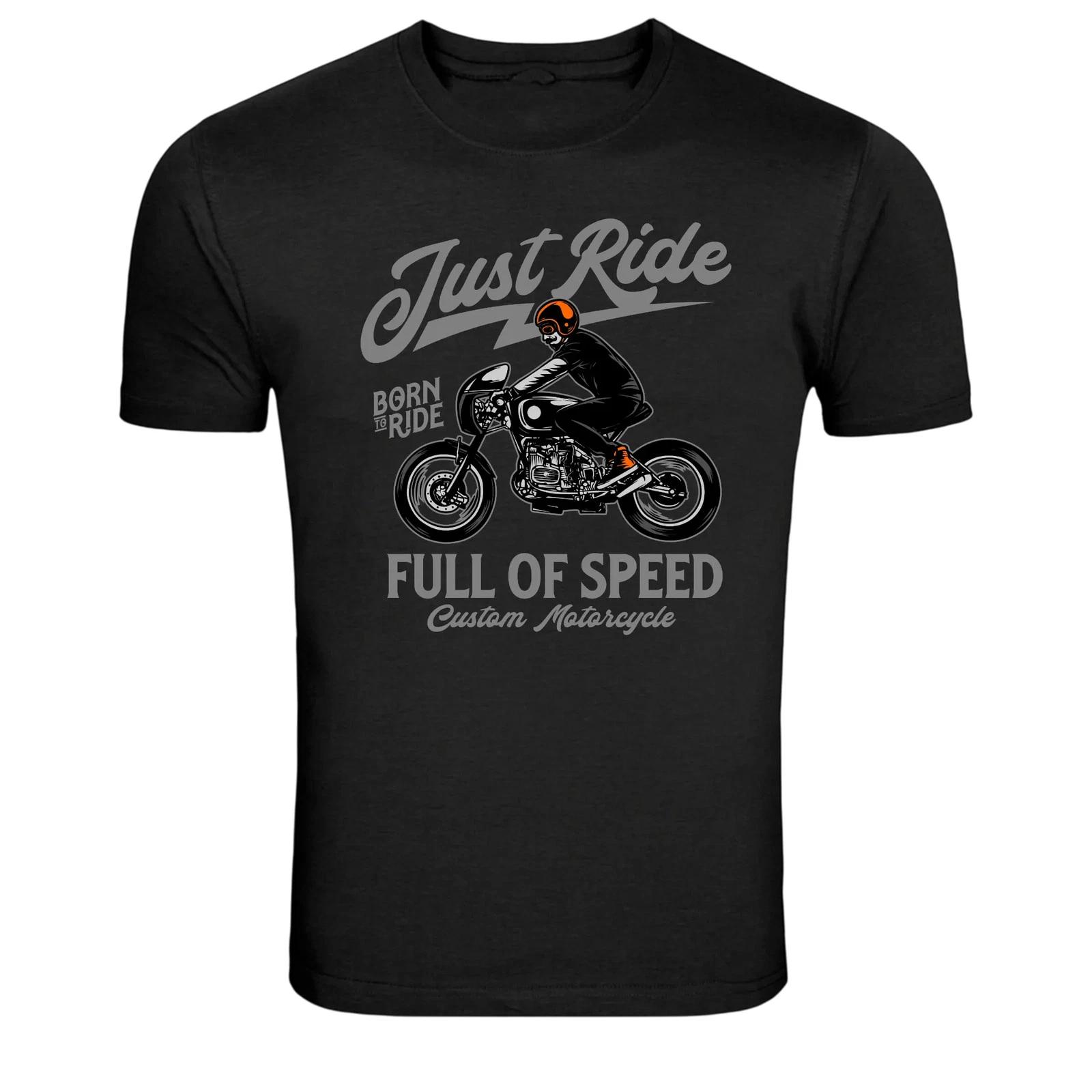 Just Ride Vintage Motorcycle Biker Rider Graphic T-Shirt L