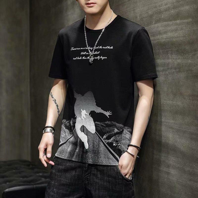 Men's 2024 Short Sleeve Loose Crew Neck T-shirt - Hong Kong Style Summer Trend