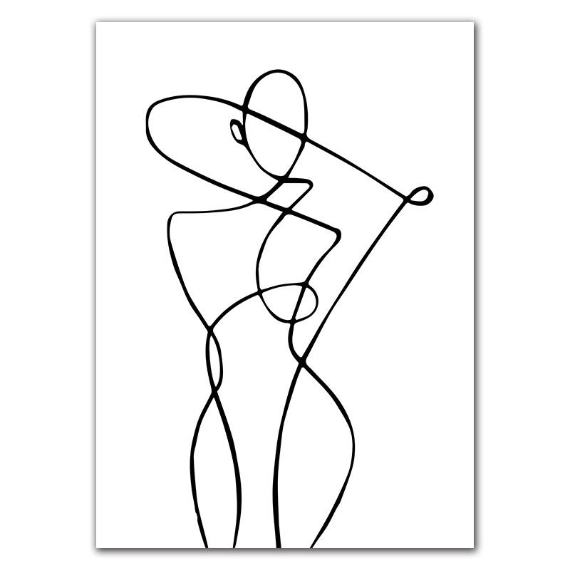 Nordic Minimalist Figures Line Art Sexy Woman Wall Canvas Painting Girls Drawing Posters And Prints Decor For Living Room HD0095