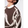 H M Loose Fit Jacquard Knit juMper Brown Pattern