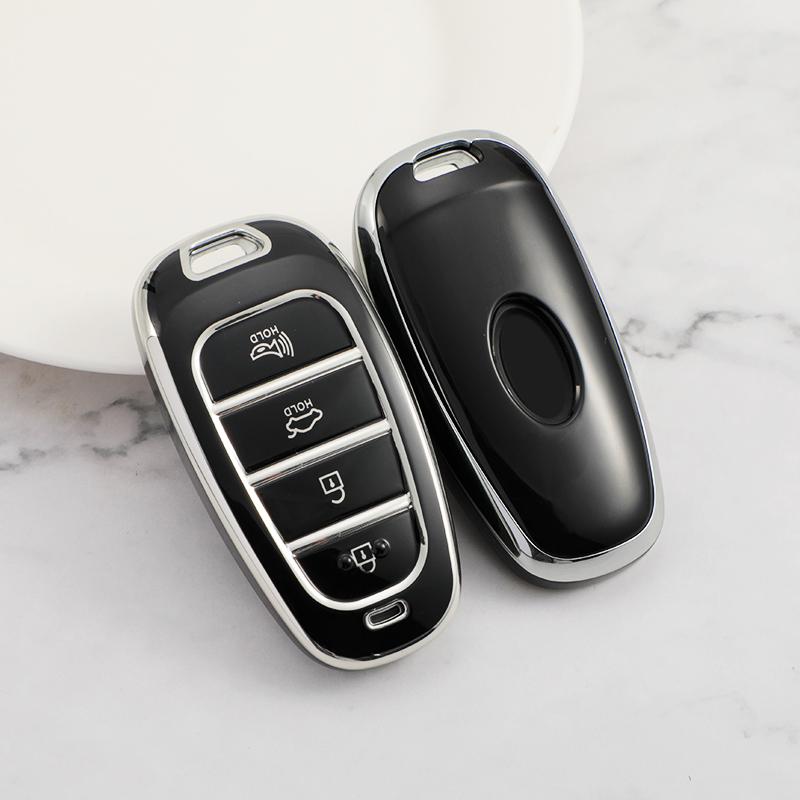 New Silver 6Button Car Key Case Cover for Hyundai Santa Fe Tucson 2022 NEXO NX4 Ioniq 5 Atos Prime Solaris 2021 Auto Accessories