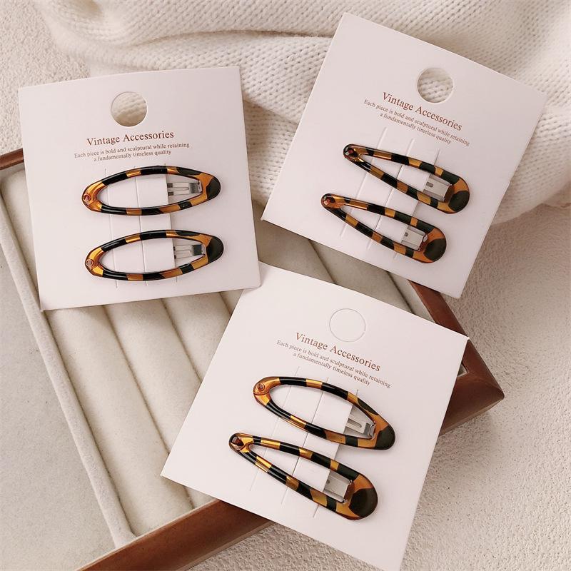 Korean Leopard Print Hair Clip for Girls - Cute BB Side Bangs and Back Hairpin