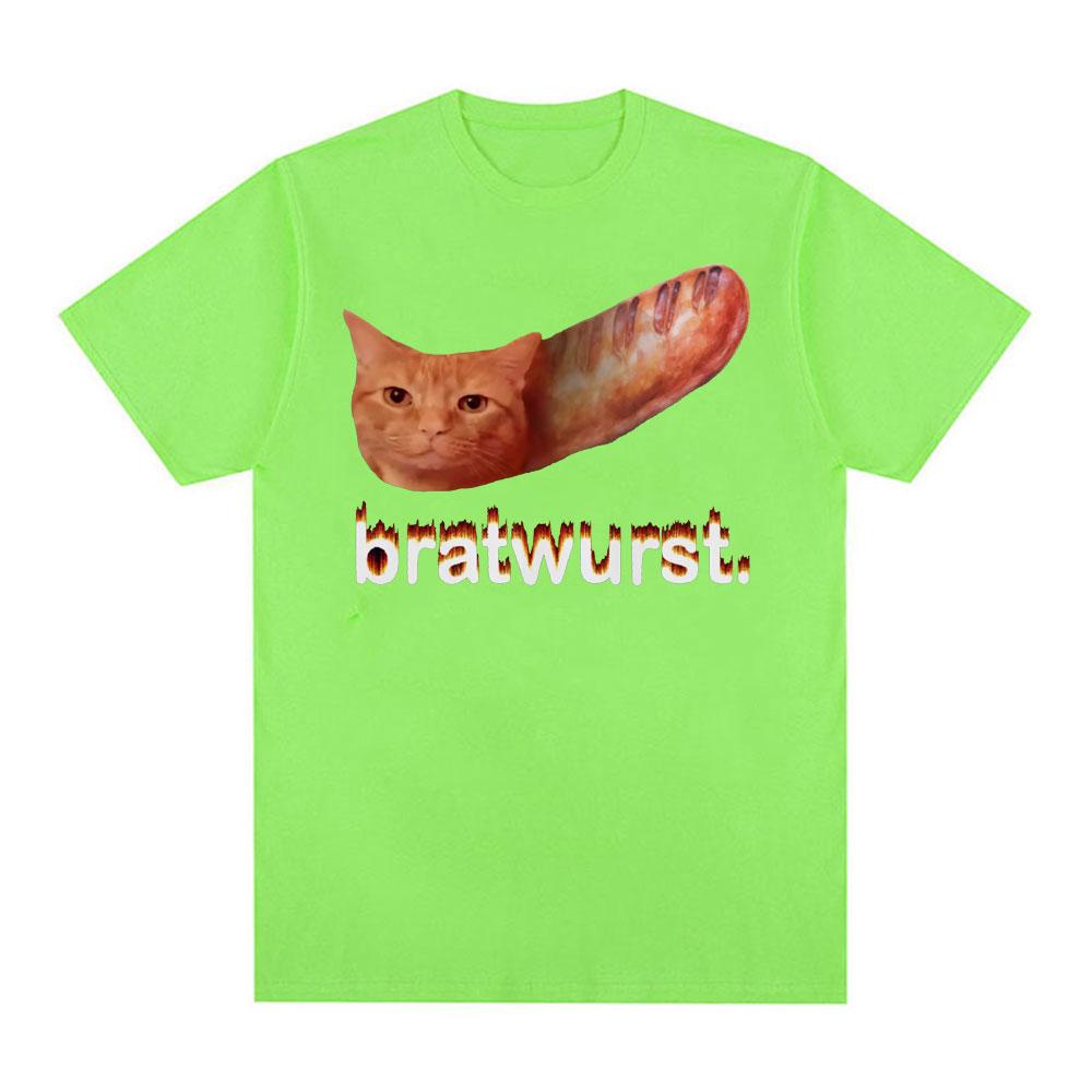 Bratwurst Funny Cat Meme Tshirts Unisex Womens Clothing Casual Humor Short Sleeve T Shirt Summer Pop Oversized Tshirt Streetwear