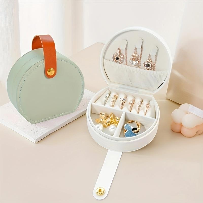 Semicircle Portable Jewelry Box Travel Jewelry Case Storage Organizer for Earrings Rings Necklaces Bracelets Mini Jewelry Holder