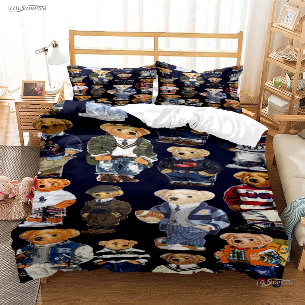 Fashion Bear Casal All Season Duvet Cover Comforter Bedding Set Soft Quilt Cover and Pillowcases Teens Single/Double/Queen/King