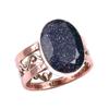 Natural Blue Sunstone Gemstone Two Tone 925 Sterling Silver Gift Ring S.7 l3r48