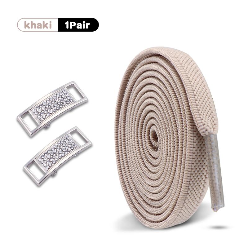 1Pair Diamond Lock Shoelaces Without ties Elastic Laces Sneakers No Tie Shoe laces Kids Adult 0.8cm Flat Shoelace for Shoes