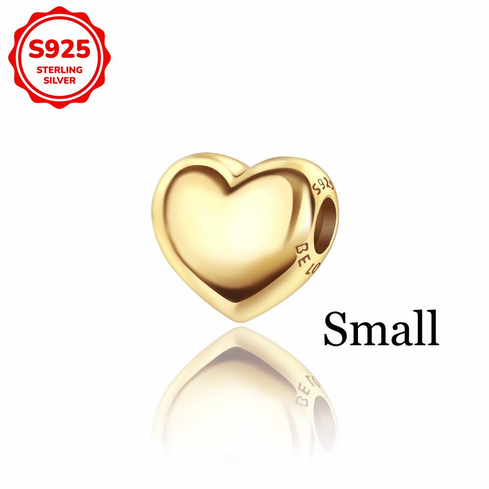 New 925 Silver Colorful Shine Heart Shaped Charms Beads Fit Snake Chain Bracelet Necklace Women DIY Fine Jewelry Gifts