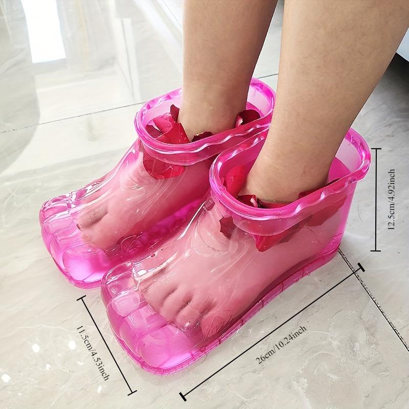 

Portable Foot Spa Bath Basin - Plastic Water-Saving Foldable Design, Wearable Foot Soaking Shoes for Home Travel розовый