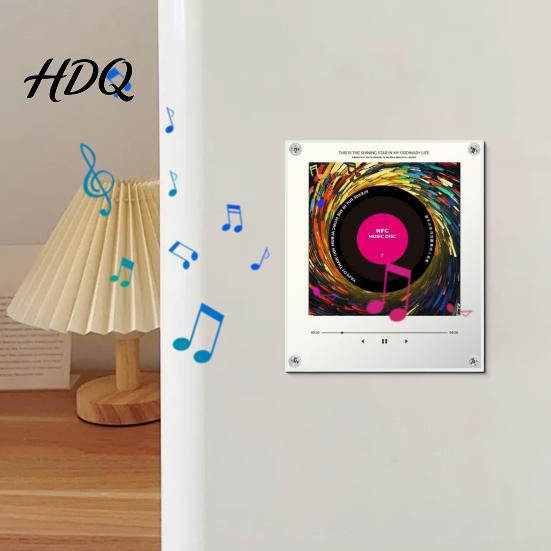 Refrigerator Music Accessory Magnetic Player NFC Enabled Vinyl Record Fridge Magnet Acrylic Interactive Magnet Box with LED Light Decoration