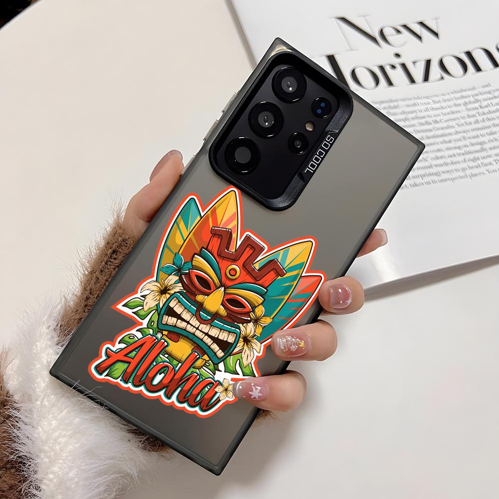 TIKI Tribal Mask Phone Case For Samsung Galaxy S25 Edge S24 S23 S22 S21 S20 Ultra Funda Silicone Silver Cover