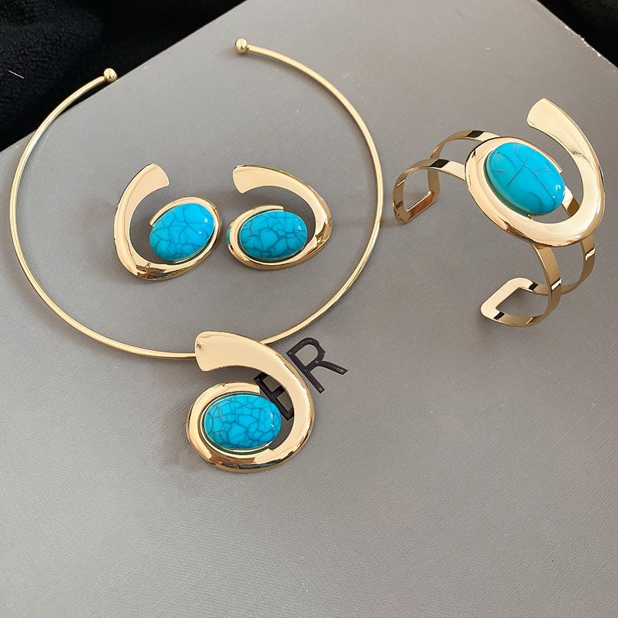 Acrylic Oval Diamond Ring Bracelet Earrings Necklace Accessories Women's Clavicle Chain Versatile Necklace