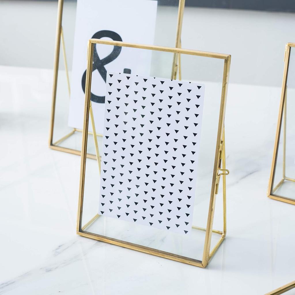5x7 Gold Photo Frame Vintage Style Antique Gold Standing Picture Frames with Pressed Glass, Brass (5 x 7)