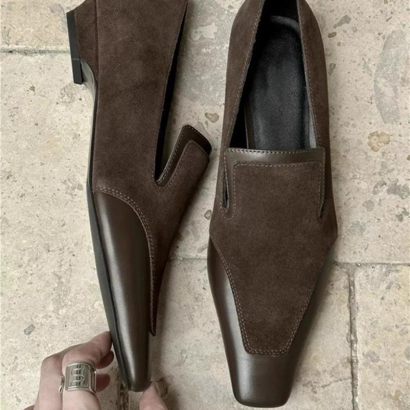 Retro Kwadratowe Niskie Obcasy - Wszechstronne Skórzane Buty, Jednolite Buty dla Kobiet