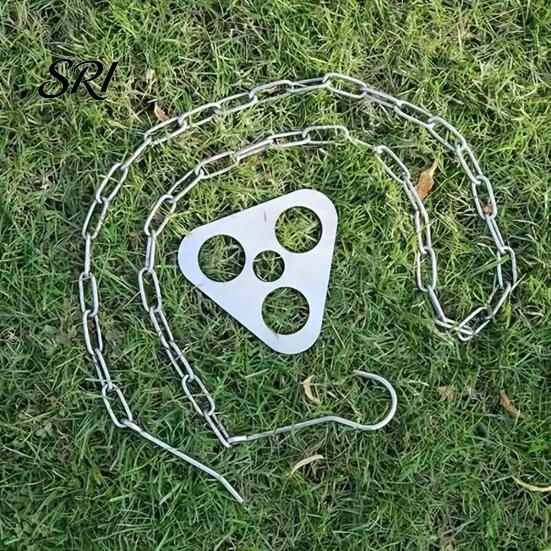 Campfire Tripod Plate Board with Chain, Turn Branches into Tripod, Stainless Corrosion-resistant Accessory Steel Support Plate, Portable Cooking