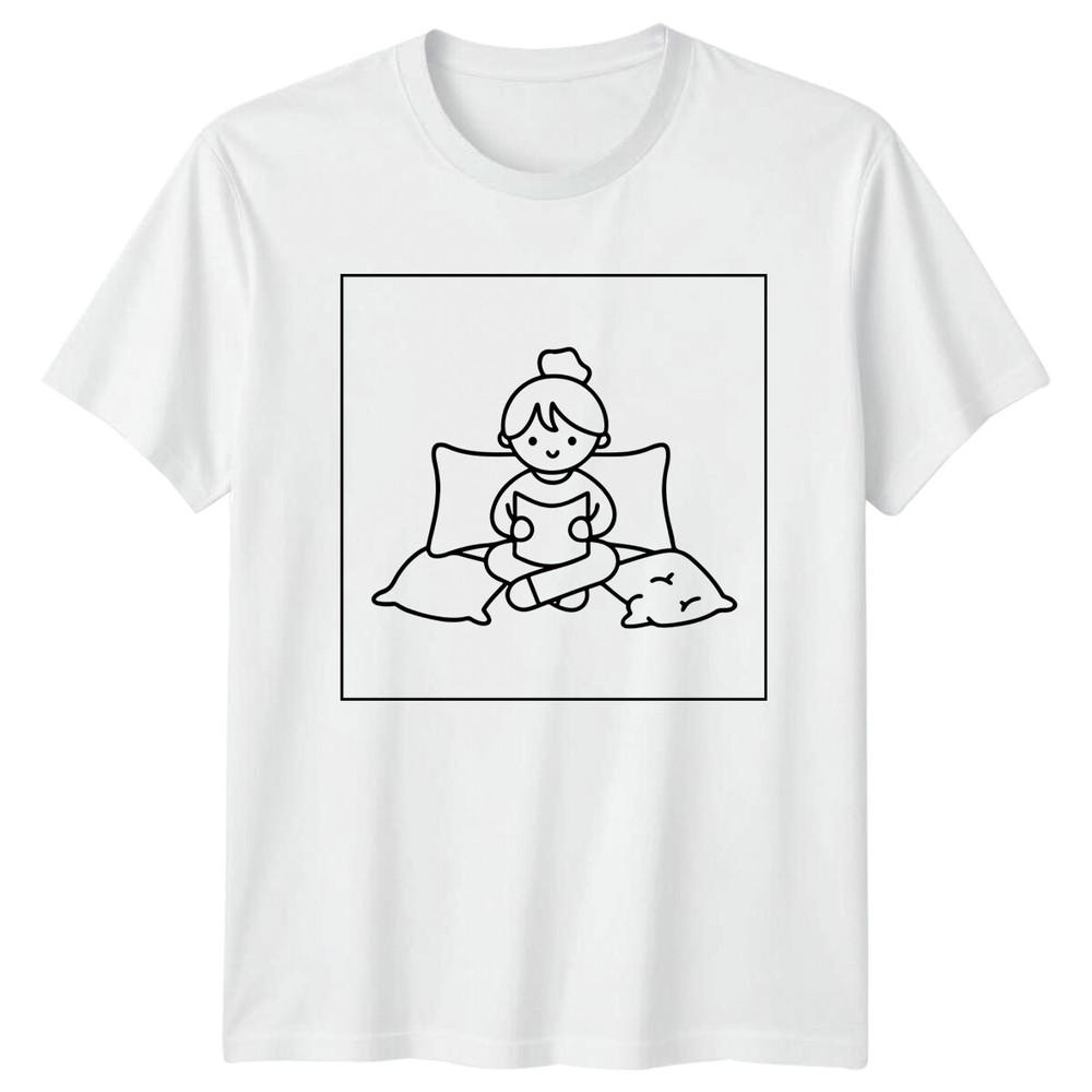 Reading Girl With Pillows Unisexs TShirt Unisexs Tee Graphic Unisex Top S