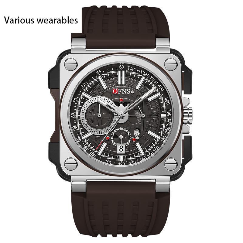 

Модные простые квадратные полоски циферблата с календарем для ногтей водонепроницаемые кварцевые часы для мужчин и женщин