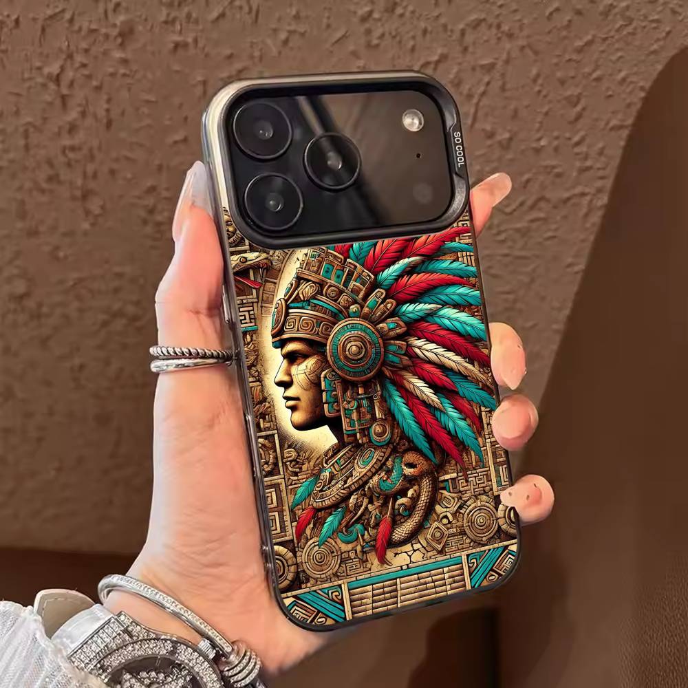 Mayan Aztec Calendar Statue  Phone Case For iPhone 17 16 15 14 13 12 11 Pro Max Plus Silver Matte Black Cover