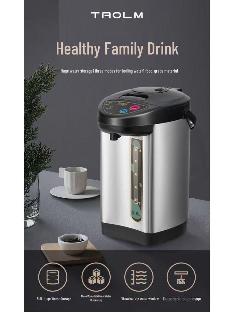 Inteligentní nerezová elektrická konvice s regulací teploty | Velká kapacita, plně automatická láhev na horkou vodu