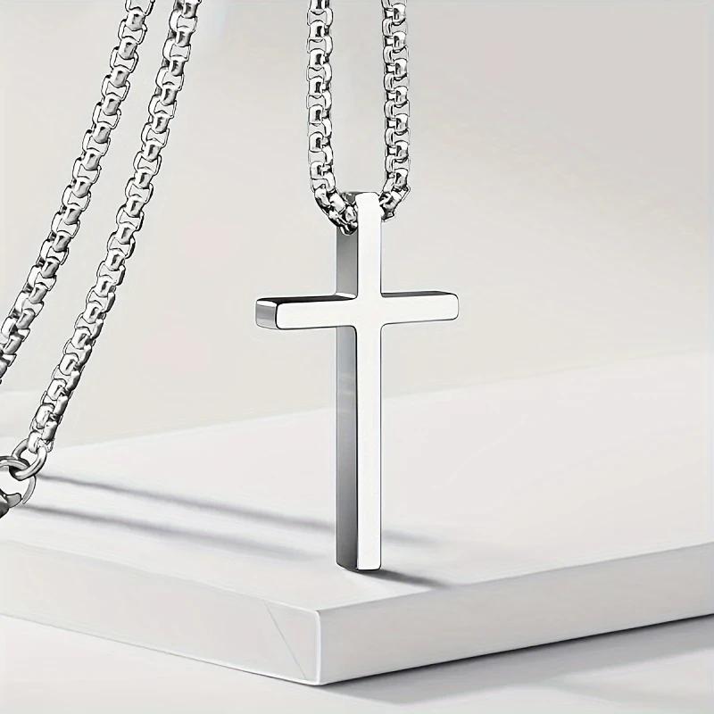 Europe And The United States Fashion Glossy Cross Pendant Necklace Men And Women Personalized Simple Design Accessories Gift