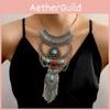 Vintage Turquoise Multilayer Waterdrop Pendant Necklace For Women With Tassel Style