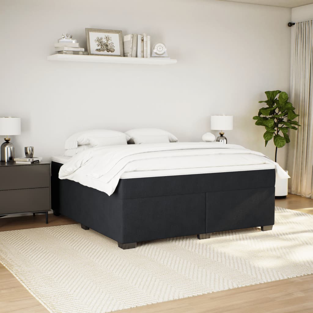 Box Spring Bed with Mattress Black 180 X 200 Cm Velvet