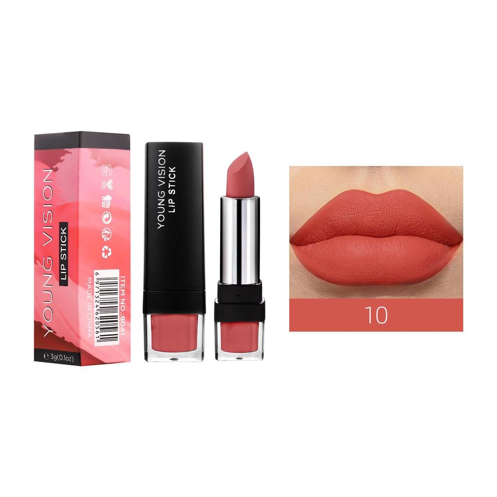 Matte matte 12-kleuren enkele lippenstift Fluweel Niet gemakkelijk te plakken Cup-lippenstift Gemakkelijk te gebruiken make-up lippenstift