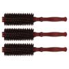 3pcs Round Hair Brush Small High Temperature Resistant Round Curling Styling Hair Brush with Wooden Handle for Home