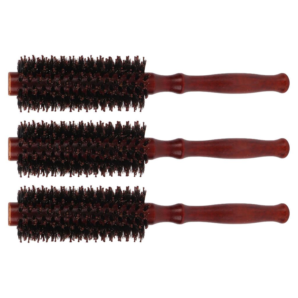 3pcs Round Hair Brush Small High Temperature Resistant Round Curling Styling Hair Brush with Wooden Handle for Home