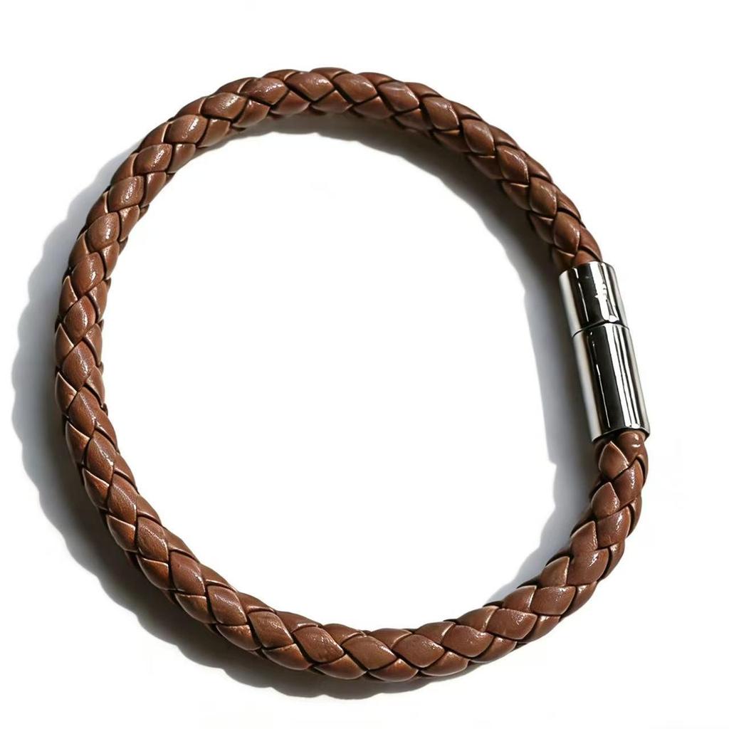 Best-Selling Geometric Leather Bracelet with Alloy Magnetic Clasp for Men