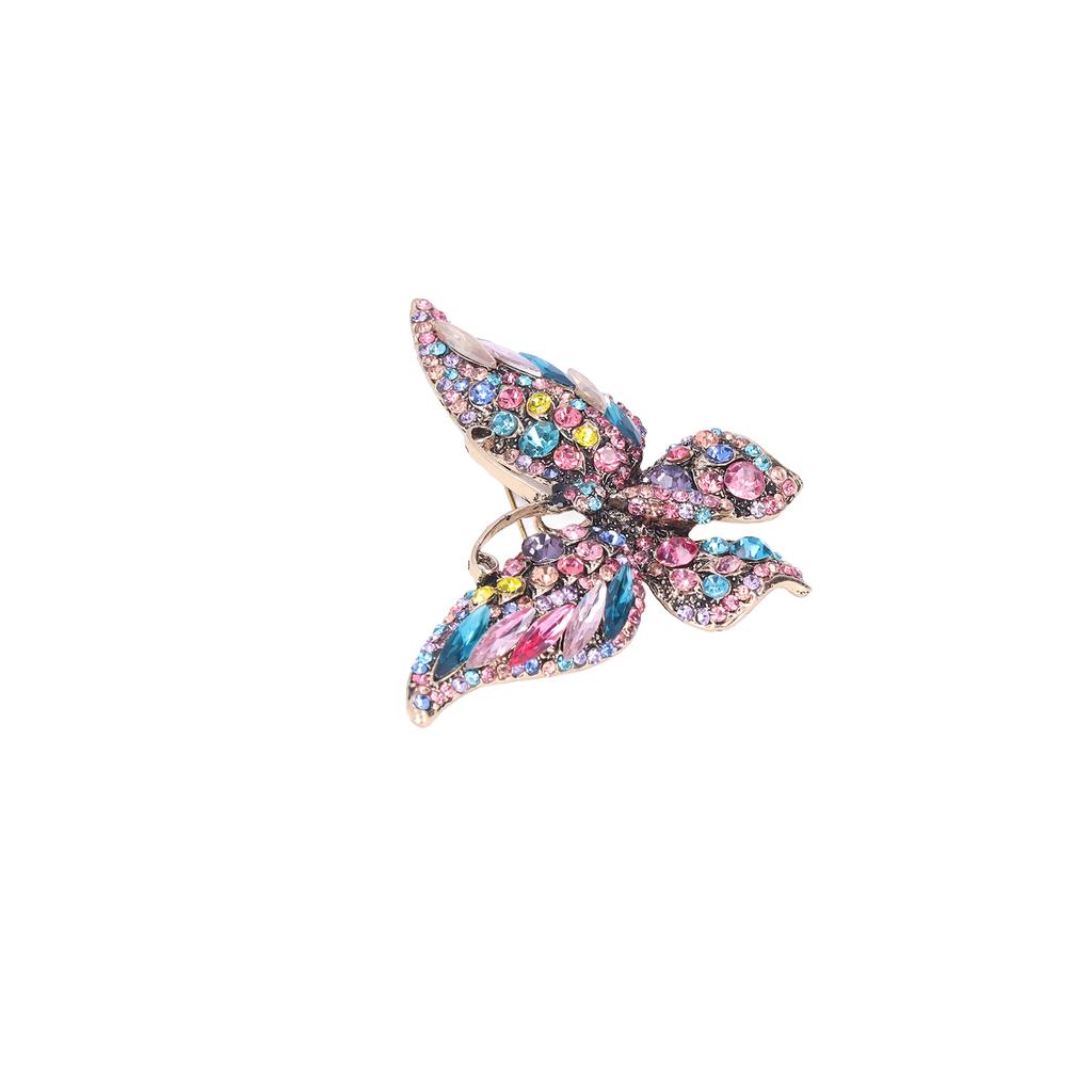 Butterfly Brooch Colorful Vintage Diamond Studded Crystal Metal Butterfly Brooch Decoration