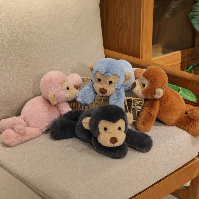 Carina bambola scimmietta finta peluche bambola scimmia sdraiata bambola di pezza calmante per bambini regalo di compleanno
