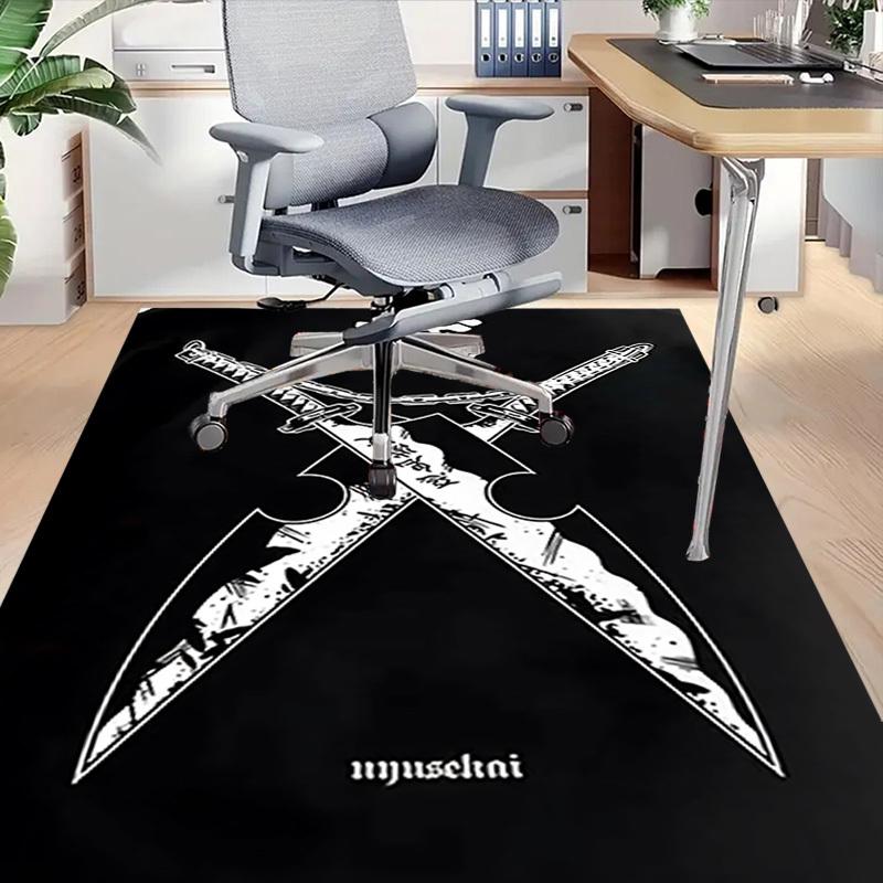 1pc Swords Chain Home Office, Durable Polyester Floor Mat with Easy, Office Decor, Urban Style, Nonslip Backing, Highquality Fabric