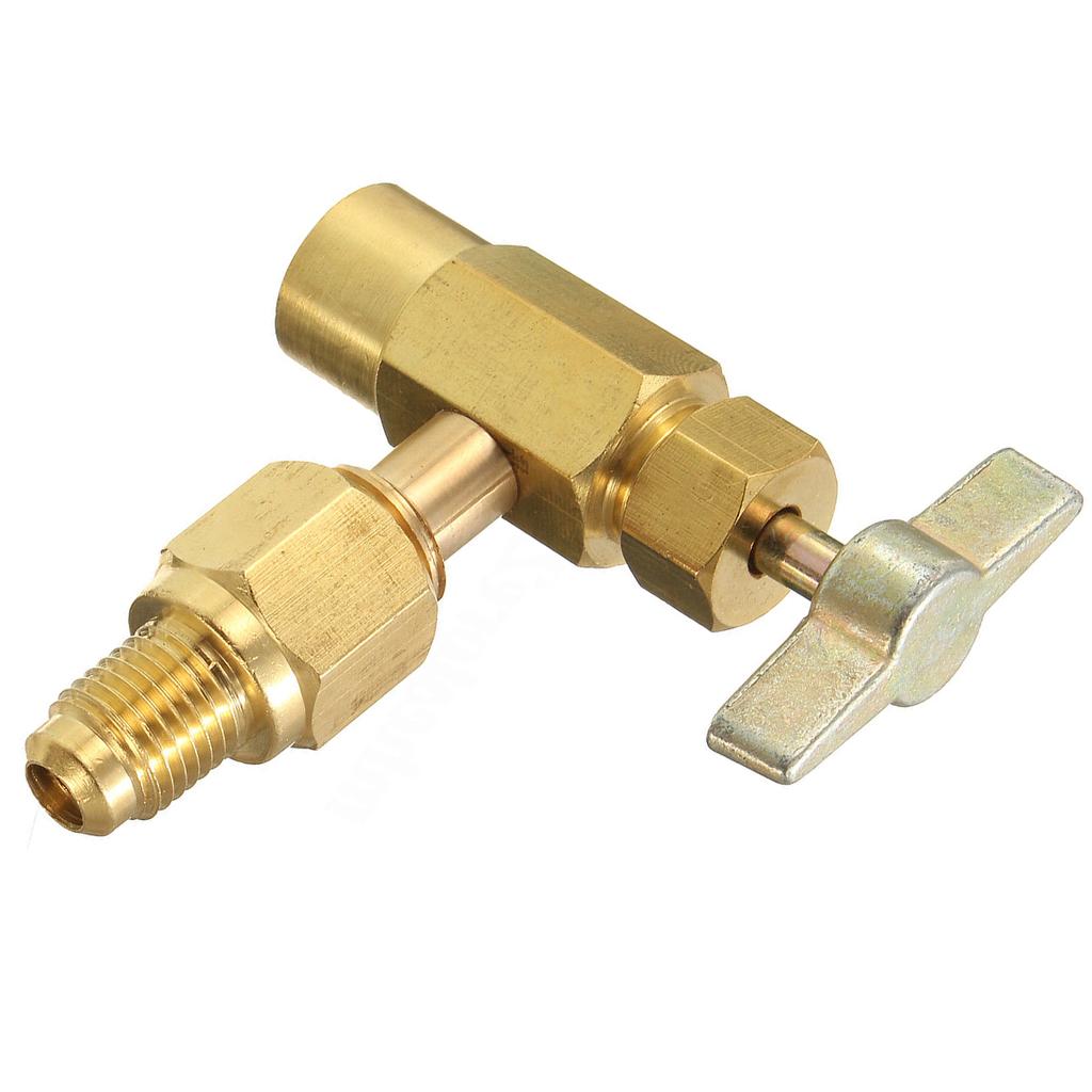 New R134A To R12 Top Mount Can Taper With Shut-Off Valve 1/2 To 1/4 Flare Tube