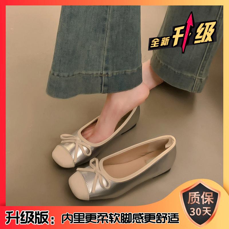 

French bow round toe ballet shoes fairy style flat gentle evening shoes summer and autumn new women s shoes 39
