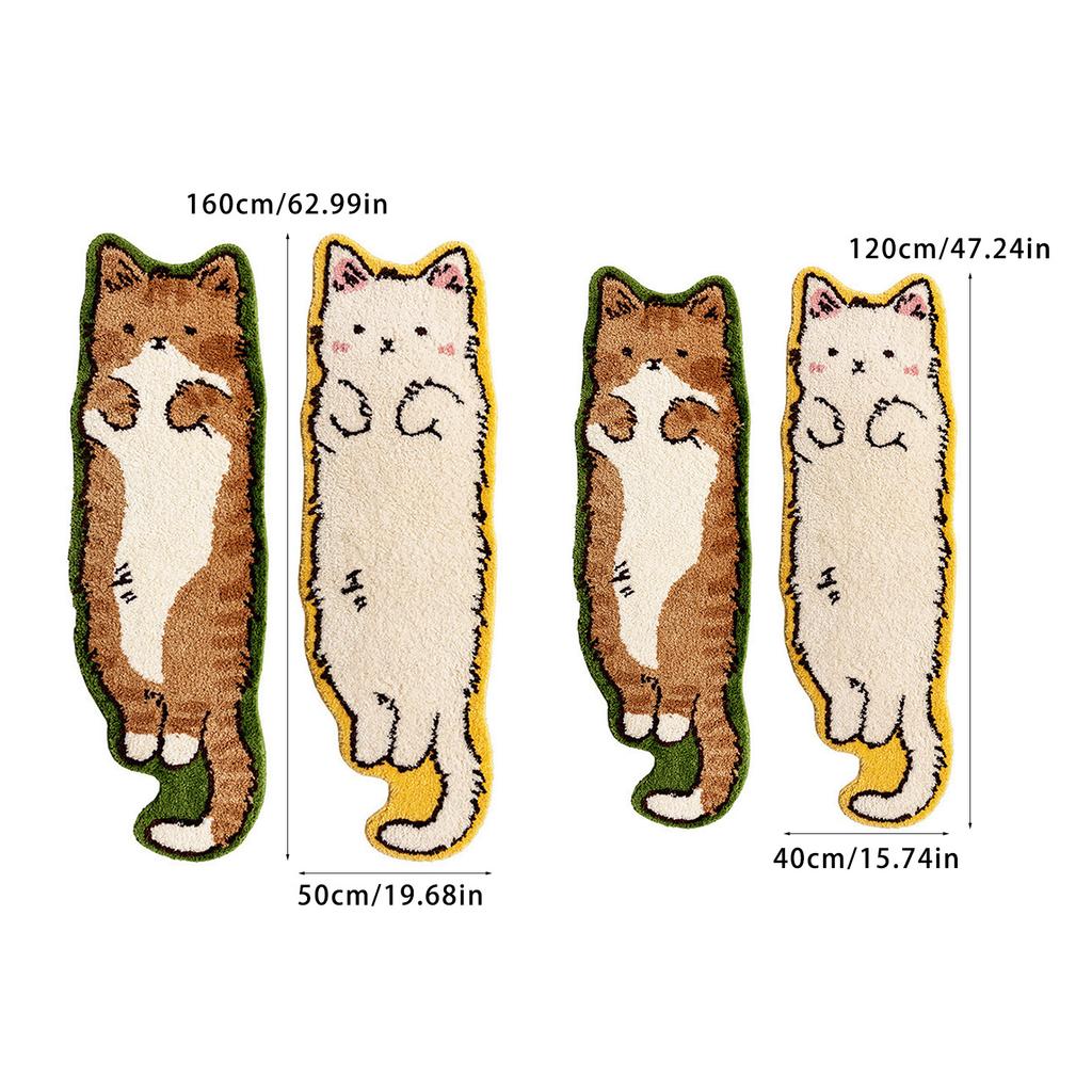 Washable Polyester Area Rugs for Bedroom Cute and Funny Children's Carpet in Irregular Shape Cat Entryway Rug