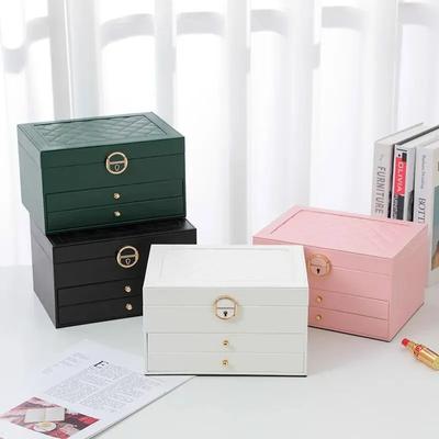 Large Storage Box Multi-Layer Organizer For Necklace Earring Leather  Storage Packaging Display Boxes